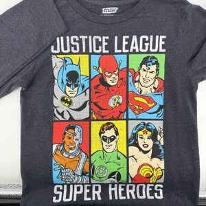 Justice League Super Heroes Comic Panel Graphic Long Sleeve T Shirt Men's LG